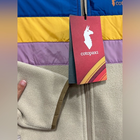 Cotopaxi Women's XL Teca Fleece Full-Zip Jacket Frosting Cream Blue Stripes NWT - Picture 4 of 8